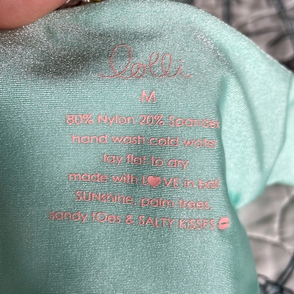 Lolli Swim | Ivory and Aqua Green polka dot Top and Bottom - Picture 5 of 6